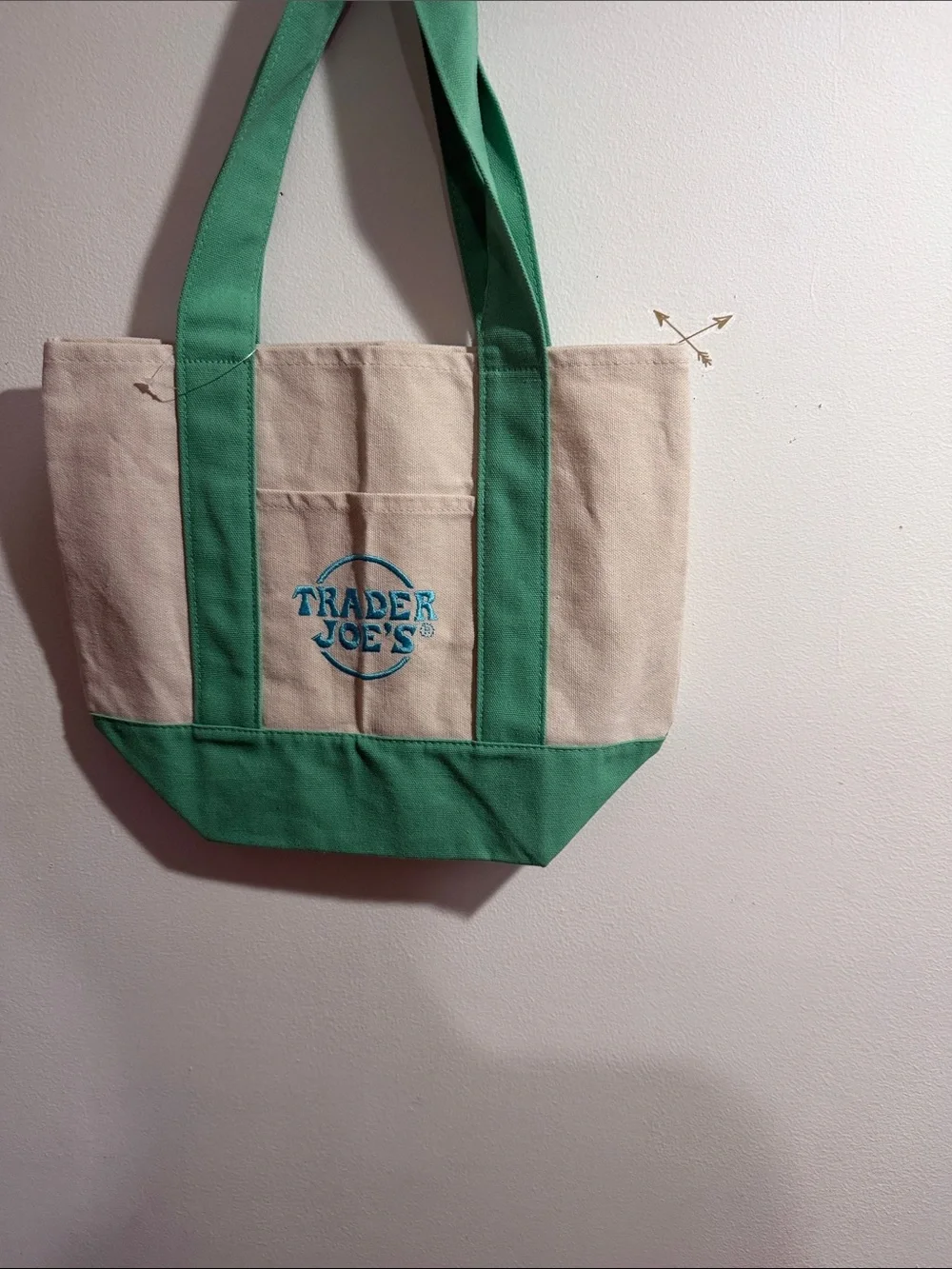 Green & Cream Canvas Tote Bag